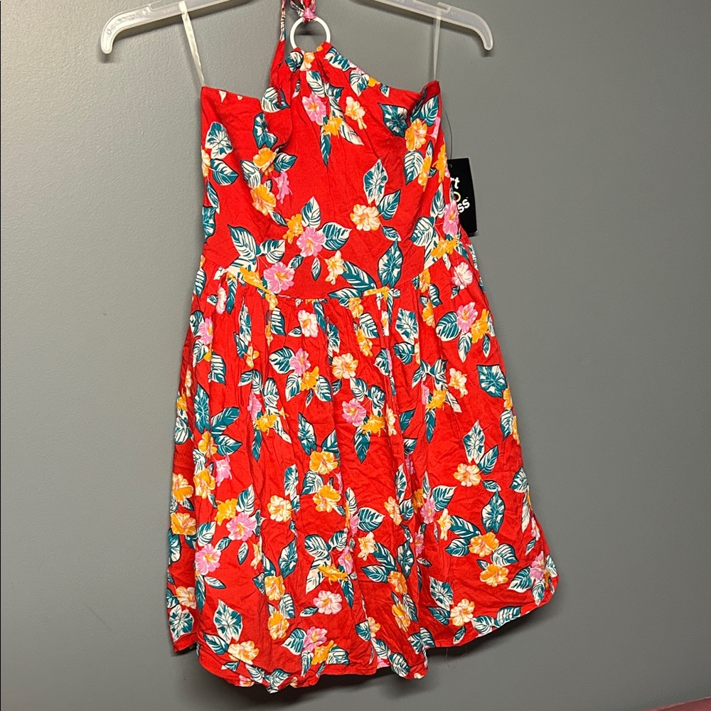 Girl's Red Floral Halter Dress Art Class